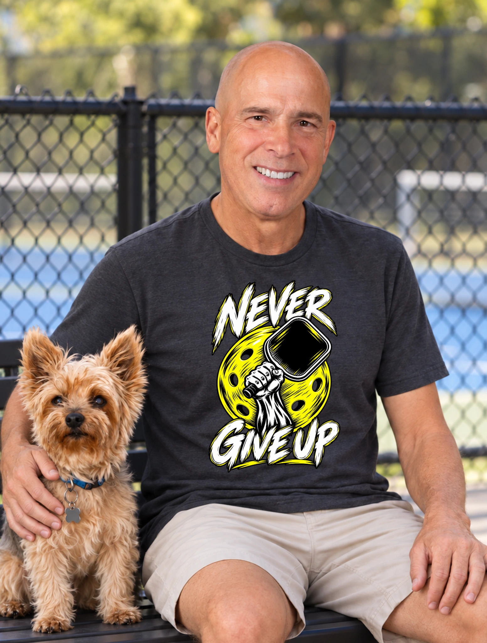 Never Give Up — Mike and Rocky, dark grey Go Maniac t-shirt
