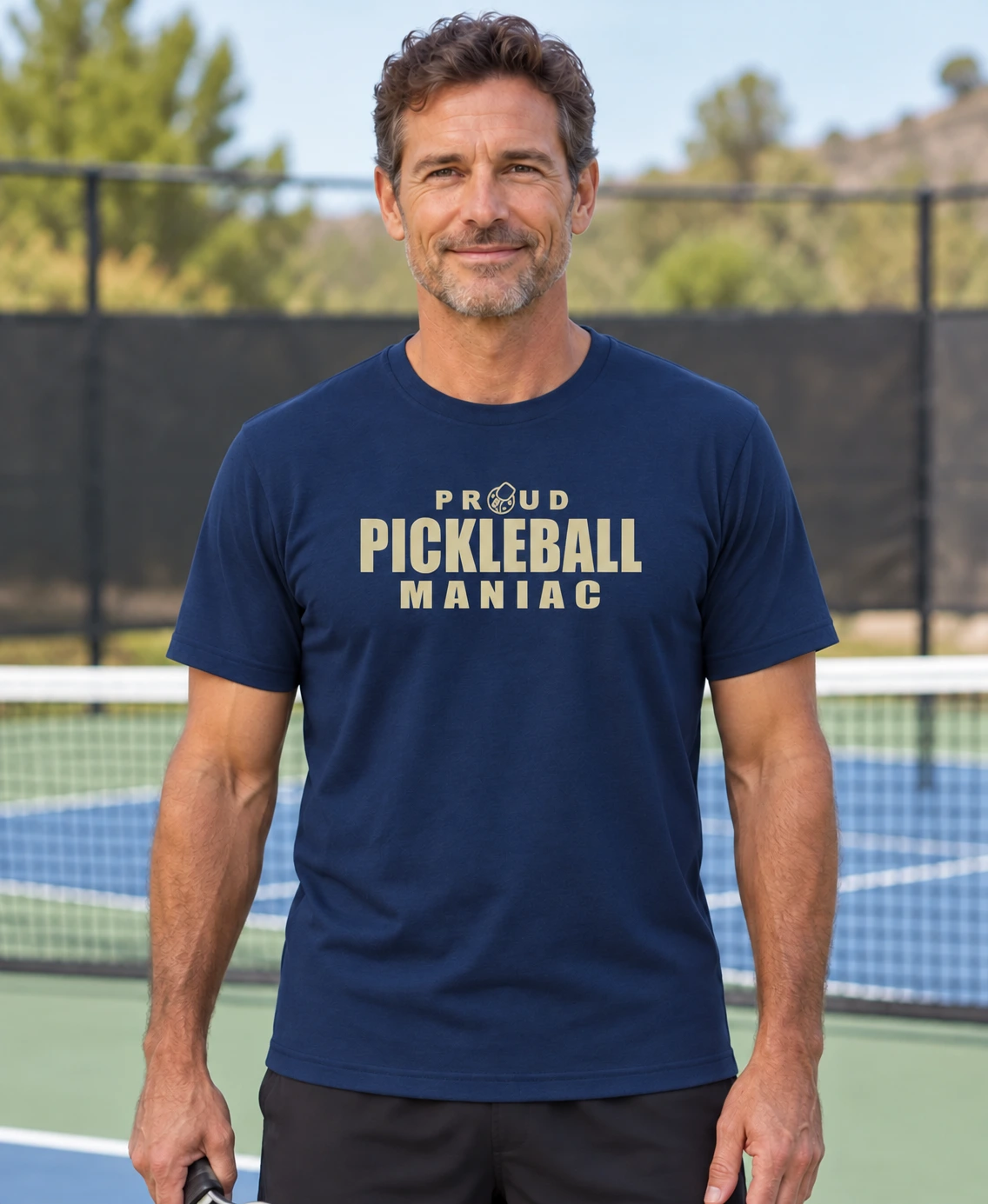 Proud Pickleball Maniac navy blue shirt